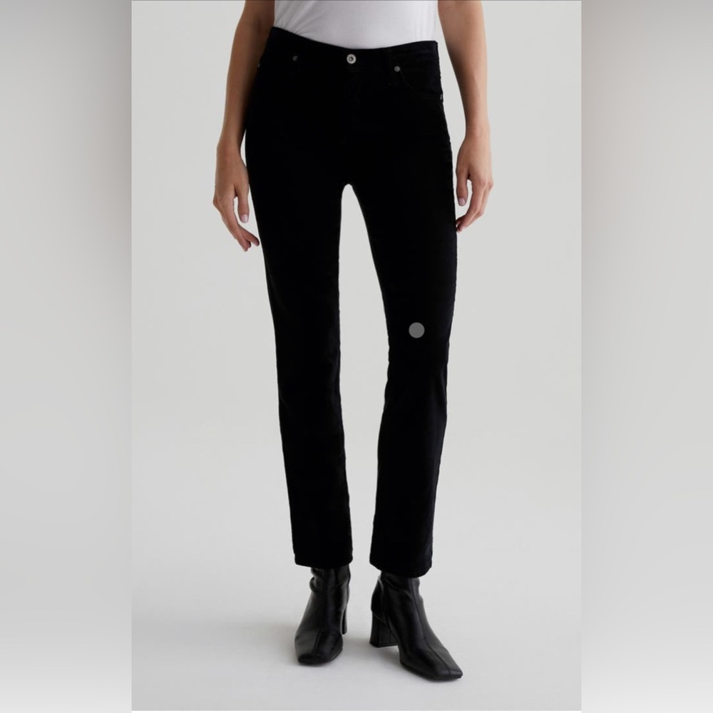 AG Adriano Goldschmied The Stevie Slim Straight Black Corduroy Pants